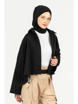 By Özlem Yazan Modal Oversize Kesim Siyah Kadın Ceket