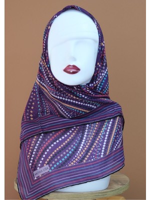 Sinem Monalisa El Dikişli Soft Pamuk Eşarp Mor