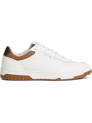 Tommy Hilfiger Erkek Nefes Alabilen Üst Yüzey Düşük Bilekli Retro Deri Beyaz Sneaker FM0FM05629-0K4