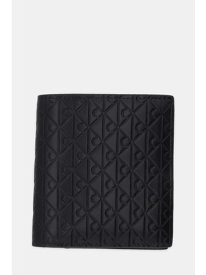 Calvin Klein Erkek Deri Kapamasız Katlamalı Kart Bölmeli  Ck Desen Siyah Cüzdan LV04D1127G-UB1