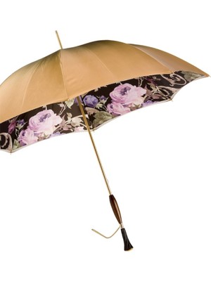 Pasotti Lüks Vintage Şemsiye, Çift Katmanlı Kumaş Manuel Açma - %100 Polyester - Swarovski® Kristalli Sap Uzunluk: 93 cm - Çap: 102 cm