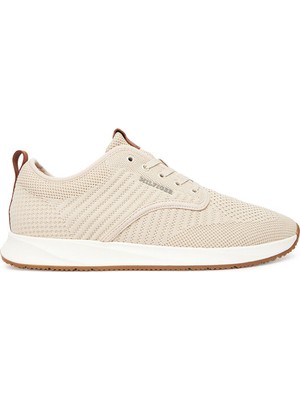 Tommy Hilfiger Erkek Düşük Bilekli Örme Üst Yüzeyli Eva Dış Tabanlı Bej Sneaker FM0FM05527-ACI