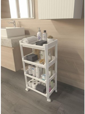 Okyanus Home 4 Katlı Tekerlekli Geniş Banyo-Mutfak Düzenleyici