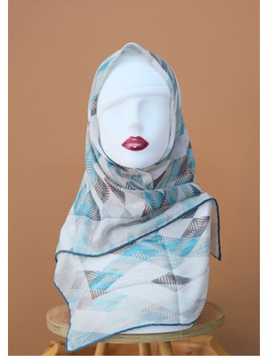 Sinem Monalisa Eldikişli Digital Bambu Eşarp Mavi