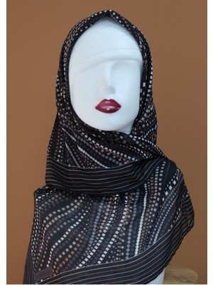 Sinem Monalisa El Dikişli Soft Pamuk Eşarp Siyah