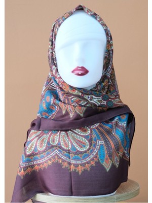 Sinem Monalisa Digital Dubai Kaşmir Eşarp Bordo