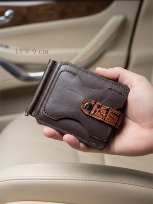 Yedideri Hakiki Deri Para Klipsli Erkek Kartlık – Krokodil Detaylı