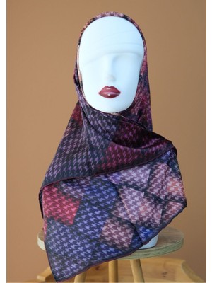 Sinem Picasso El Dikişli Hibrit Digital Kristal Eşarp Böğürtlen