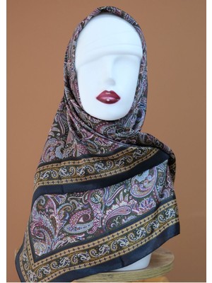 Sinem Picasso Hibrit Dijital Kristal Eşarp Siyah