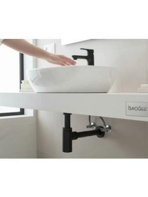 İsaoğlu Yapı Siyah Lavabo Gideri Esli Tasarım Bas Bırak Pop Up Dahil Komple Set Mat Siyah Renk Metal Malzeme