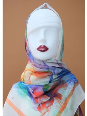Sinem Picasso Digital Relax Soft Şal Krem