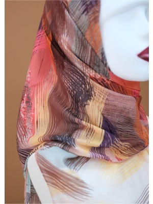 Sinem Monalisa Hibrit Dijital Natural Eşarp Soğan Kabuğu