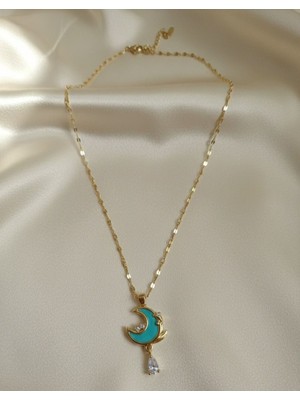 Suzi Shine Çelik Hilal Kolye Gold Renk