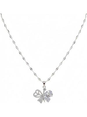 Suzi Shine Zirkon Taşlı Kelebek Çelik Kolye