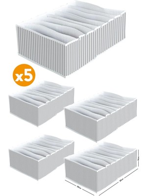 Serstil 5 Adet - Xlarge 8 Gözlü Çekmece Içi Akordiyon Organizer 30X39X14 cm
