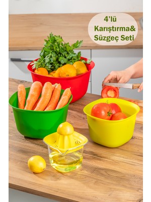 PremiumPort Hazırlık ve Karıştırma Seti, Limon Sıkacağı, Süzgeç ve Kase Takımı