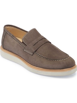 Tergan Vizon Hakiki Nubuk Deri Erkek Loafer - E25I1AY57161-A65