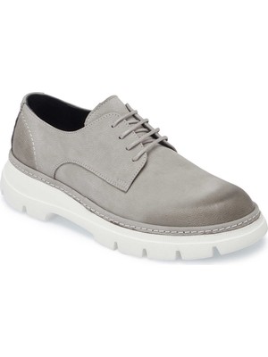 Tergan Gri Hakiki Nubuk Deri Erkek Casual Ayakkabı - E25I1AY57163-A40