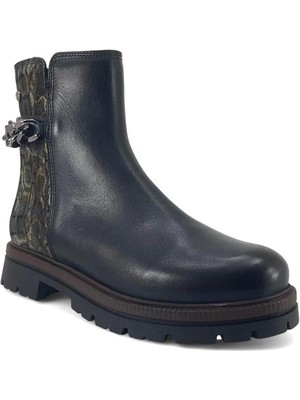 Mammamia 4240 Hakiki Deri Günlük Kadın Bot-Siyah