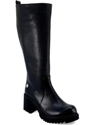 Mammamia 2330 Hakiki Deri Günlük Kadın Bot-Siyah