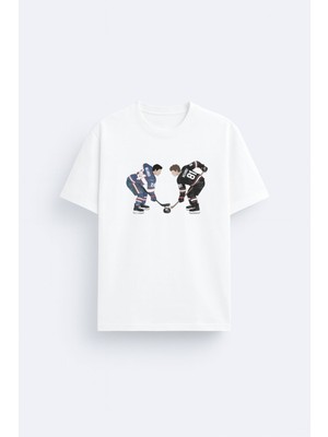 Shain Heated Rivalry Dizi Baskılı Bisiklet Yaka Beyaz Tişört T-Shirt