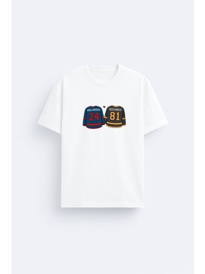 Shain Heated Rivalry Dizi Baskılı Bisiklet Yaka Beyaz Tişört T-Shirt