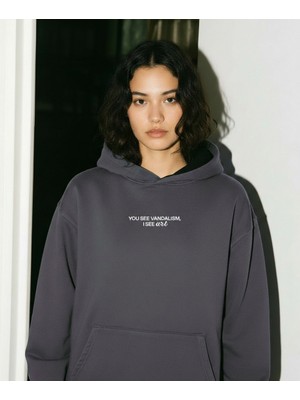 antre istanbul Antre.istanbul Merch.3 Hoodie – Unisex, %100 Pamuk, Oversize Fit | Limited Edition Antrasit Kapüşonlu Sweatshirt