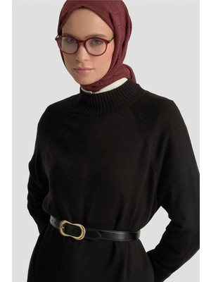 Armine Düğmeli Basic Oversize Kazak 25KD6016 Siyah