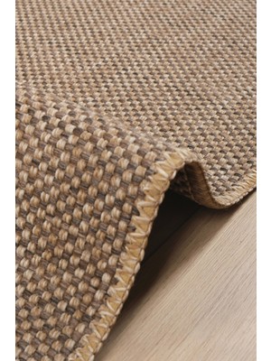 Santiva Home Bej Kahve Naturel Tozumaz Sisal Jüt Hasır Halı Yıkanabilir Kaymaz Taban