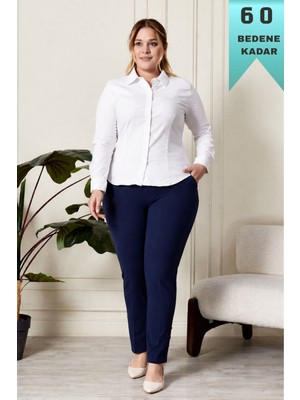 Elmas Tesettür Kadın Tesettür Giyim Büyük Beden Rivetli Zımbalı Scuba Pantolon