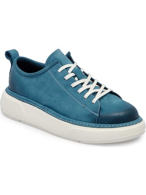 Tergan Mavi Hakiki Nubuk Deri Erkek Sneaker - E25I1AY57165-F58