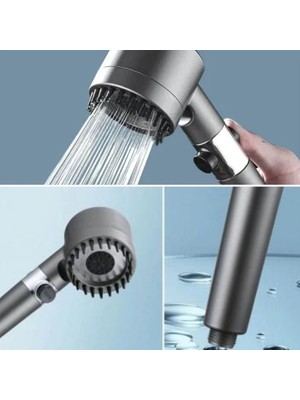 Roichil 3 Kademeli Turbo Basınçlı Masaj Başlıklı Silikon Fırçalı Duş Başlığı – Yüksek Basınçlı Su Tasarruflu Duş Başlığı