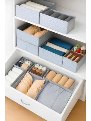 Serstil 6'lı Çekmece Içi Düzenleyici Organizer Set - Çok Amaçlı Dolap Içi Kutu Seti - Gri Benekli