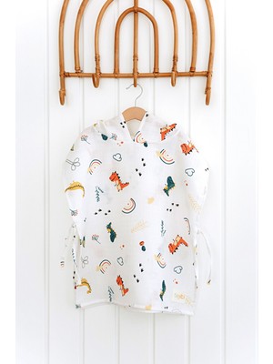 Serstil Kapşonlu Müslin Panço %100 Pamuk Bebek / Çocuk Plaj Havlusu / Bornozu