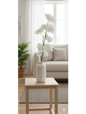 Ddtrend Yapay Bahar Dalı Demeti Dikey Bahçe Balkon Dekorasyon Saksı Vazo Bitkisi Beyaz 40 cm