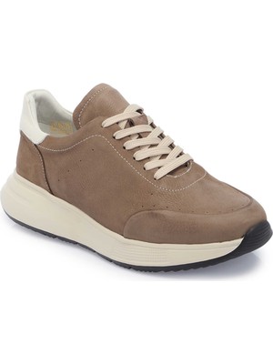 Tergan Bej Hakiki Nubuk Deri Erkek Sneaker - E25I1AY57196-U6T