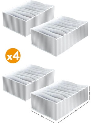 Serstil 4 Adet - 8 Gözlü Çekmece Içi Akordiyon Organizer - Xlarge 30X39X14 cm