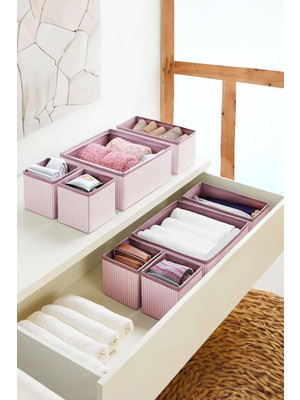 Serstil Pembe 4'lü Çekmece Düzenleyici Organizer Set Dayanıklı ve Hijyenik Kullanım İçin