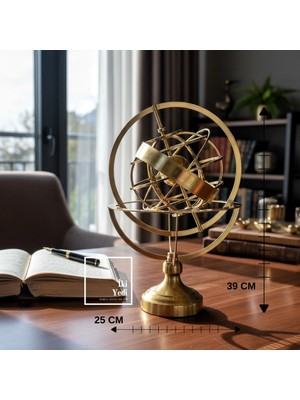 İki Yedi Konsept Wilcox Altın Renk Mini Armillary Küre 39 cm Masaüstü ve Kitaplıklar Için Dekoratif Astronomi Objesi