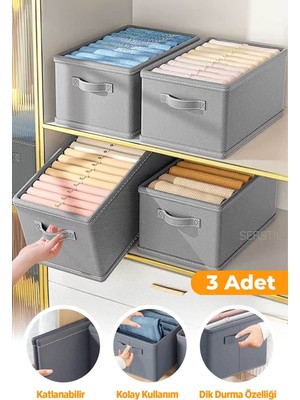 Serstil 3 Adet - Dolap Içi Düzenleyici, Raf Düzenleyici, Katlanabilir Kıyafet Saklama Kutusu 45 x 25 x 20 cm