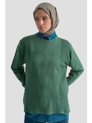 Armine Desenli Kazak 25KD7010 Yeşil