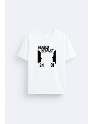 Shain Heated Rivalry Dizi Baskılı Bisiklet Yaka Beyaz Tişört T-Shirt