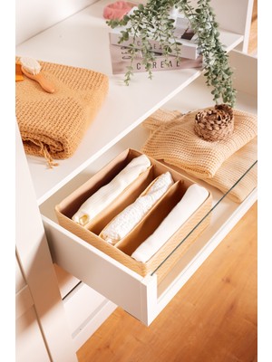 Serstil 6 Bölmeli Çekmece Içi Dolap Kıyafet Iç Çamaşırı Katlanabilir Düzenleyici Organizer Kutu 28X28X12CM