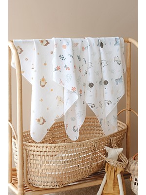 Serstil 3 Adet 80X95 cm Müslin Bebek Örtü / Battaniye / Kundak / Omuz Bezi Set