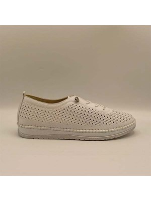 Ametist Exclusive Lugano Beyaz Hakiki Deri Kadın Sneaker – El Işçiliği ve Konfor