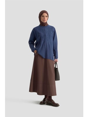 Armine Başak Desenli Kazak 25KD7006 Indigo