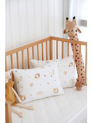 Serstil 2 Adet Desenli Müslin Bebek / Çocuk Yastık Kılıfı %100 Pamuk 45X35 cm
