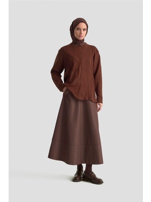 Armine Desenli Kazak 25KD7010 Kahverengi