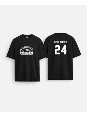 Shain Heated Rivalry Hollander Jersey 24 Baskılı Bisiklet Yaka Siyah Tişört T-Shirt