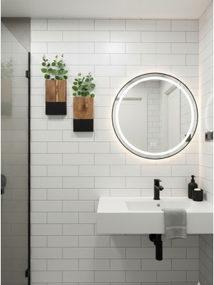 Ddtrend 2\'li Ahşap Çiçeklik Mutfak Banyo Yapay Çiçek Balkon Kış Bahçesi Ev Hediye Bohem Rustik Siyah Ceviz